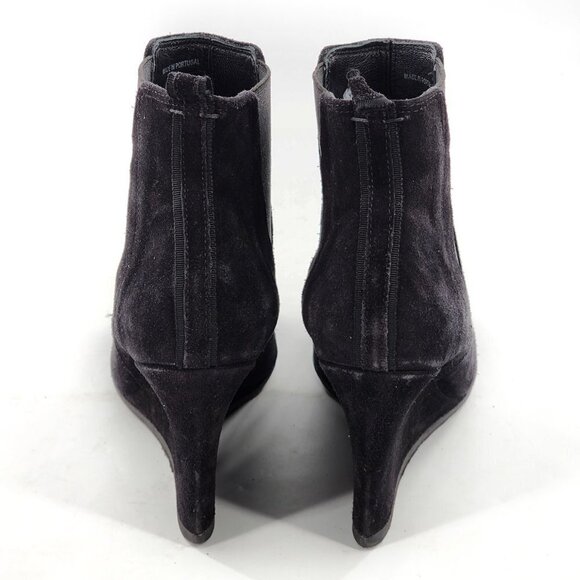 LANVIN Suede Wedge Ankle Booties Black - Picture 8 of 12